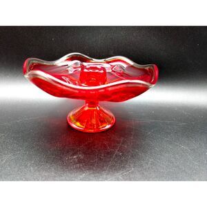 Vintage Viking 6 Petal Epic Amberina Footed Candle Stick Holder GLOWS